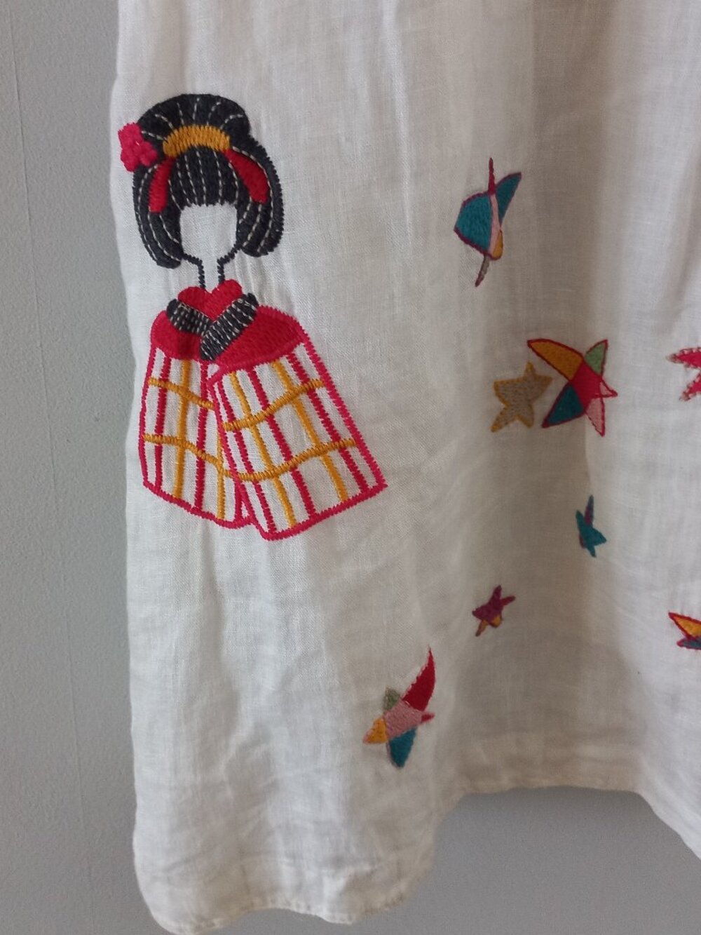 JOHNNY WAS embroidered linen mini dress tunic - Picture 10 of 15